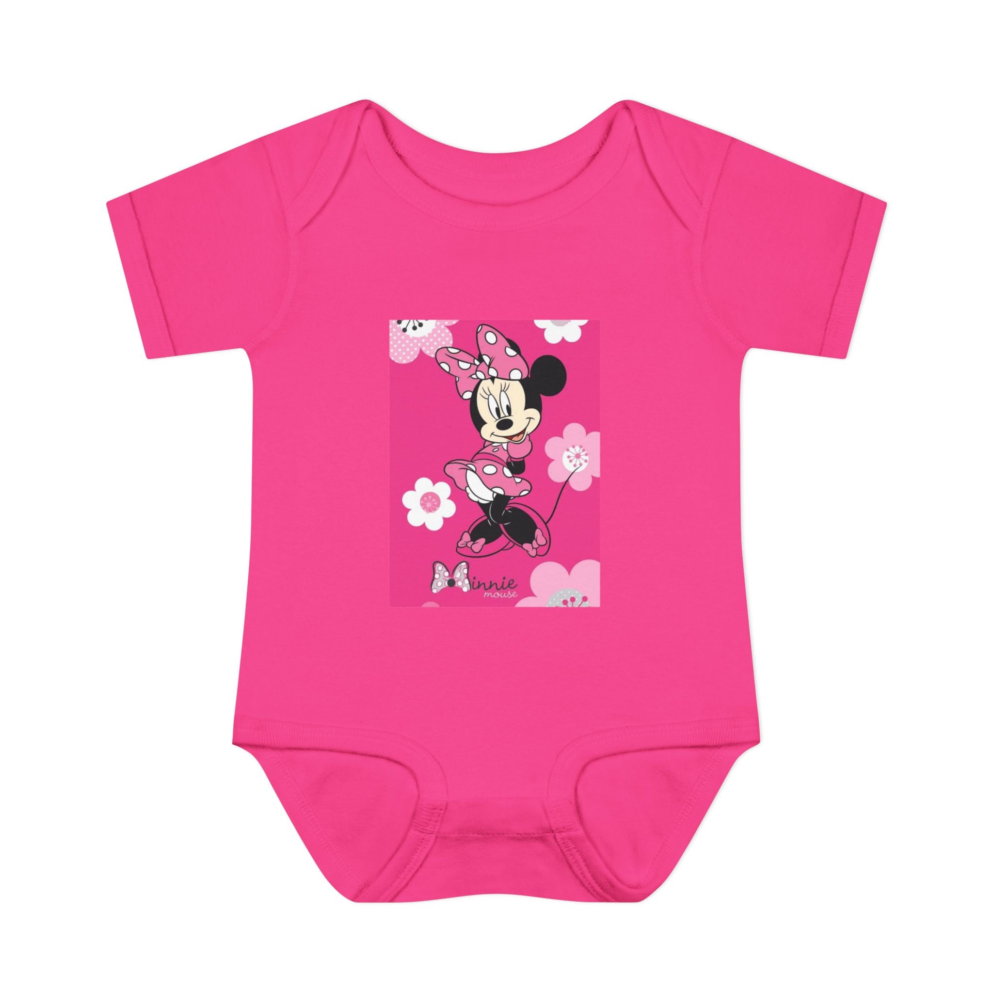 Minnie Mouse Pink Floral Infant Bodysuit