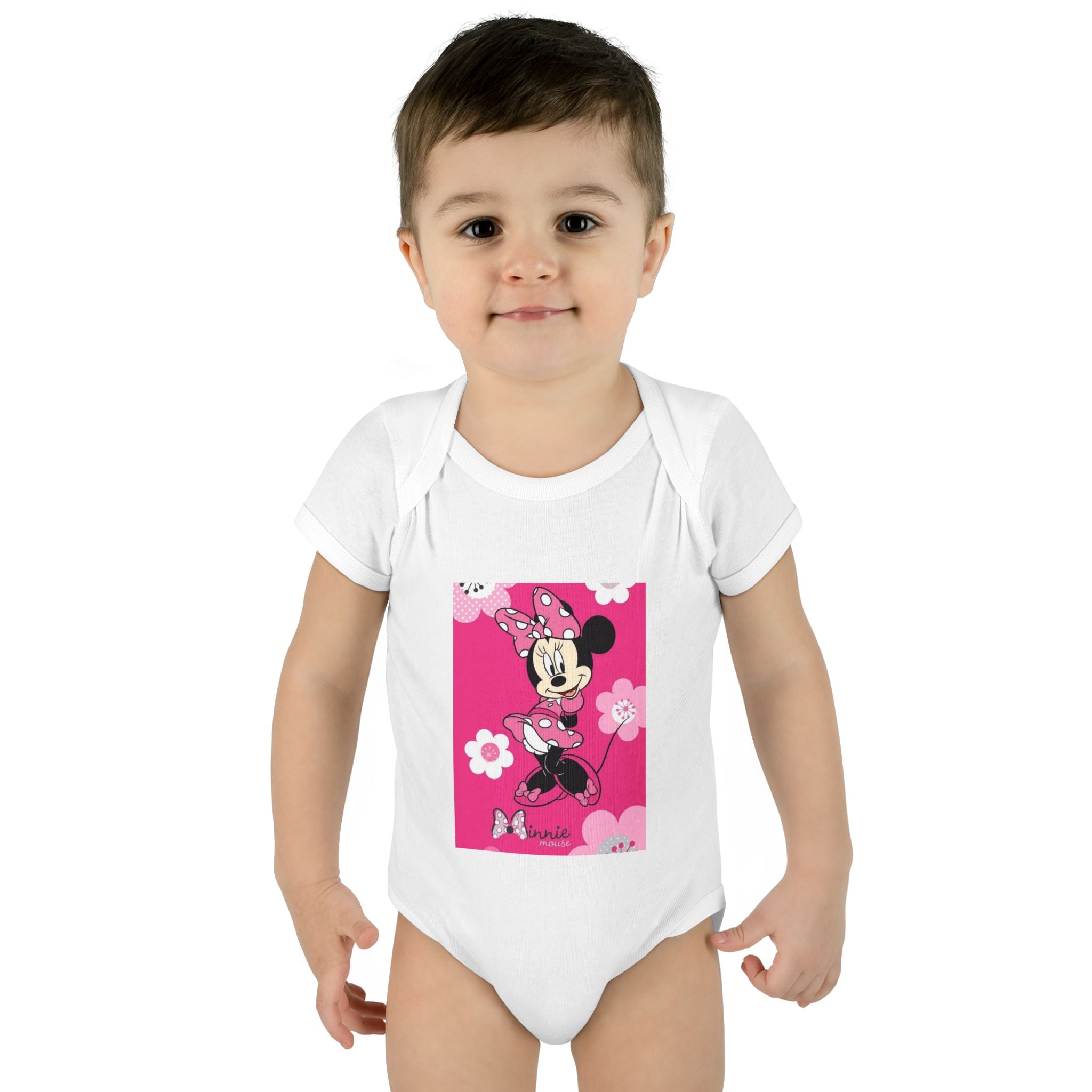 Minnie Mouse Pink Floral Infant Bodysuit