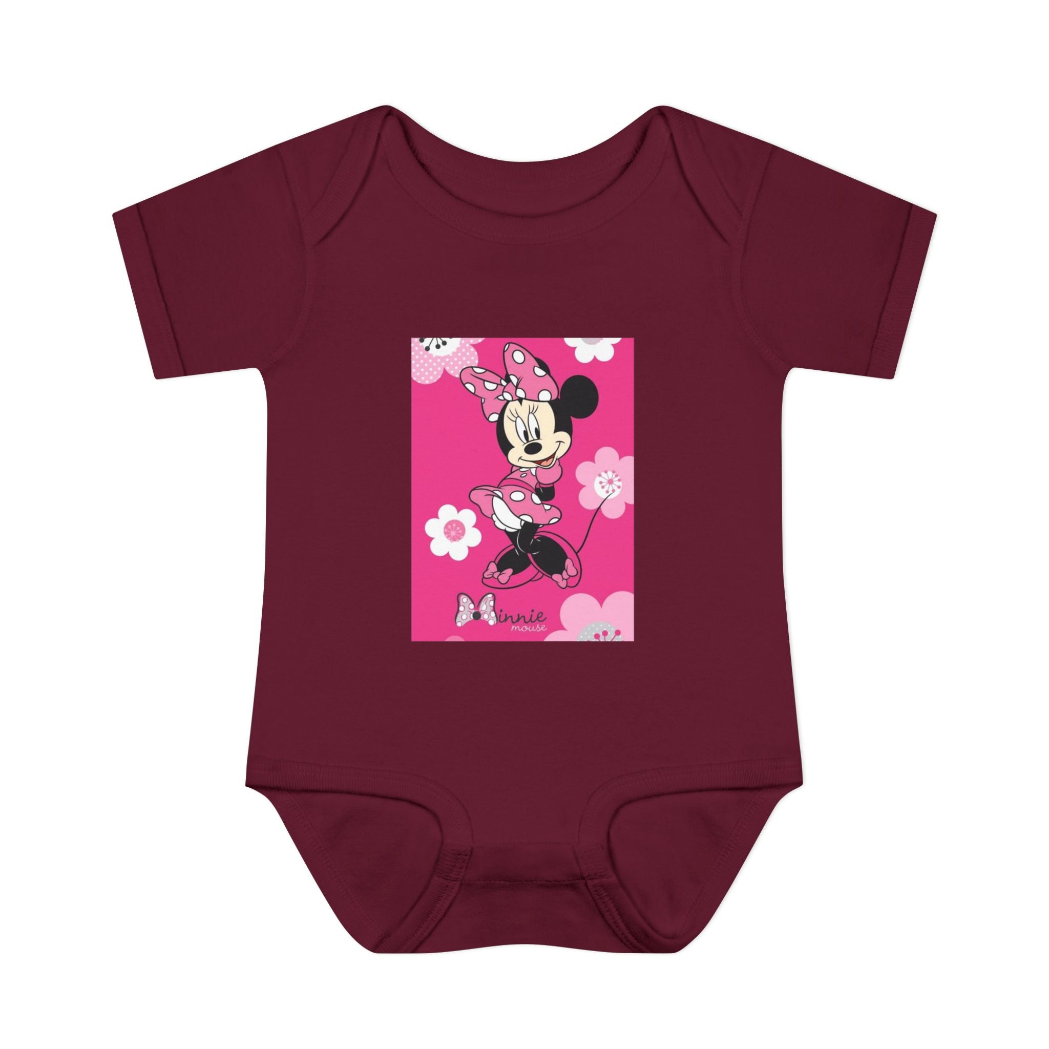 Minnie Mouse Pink Floral Infant Bodysuit