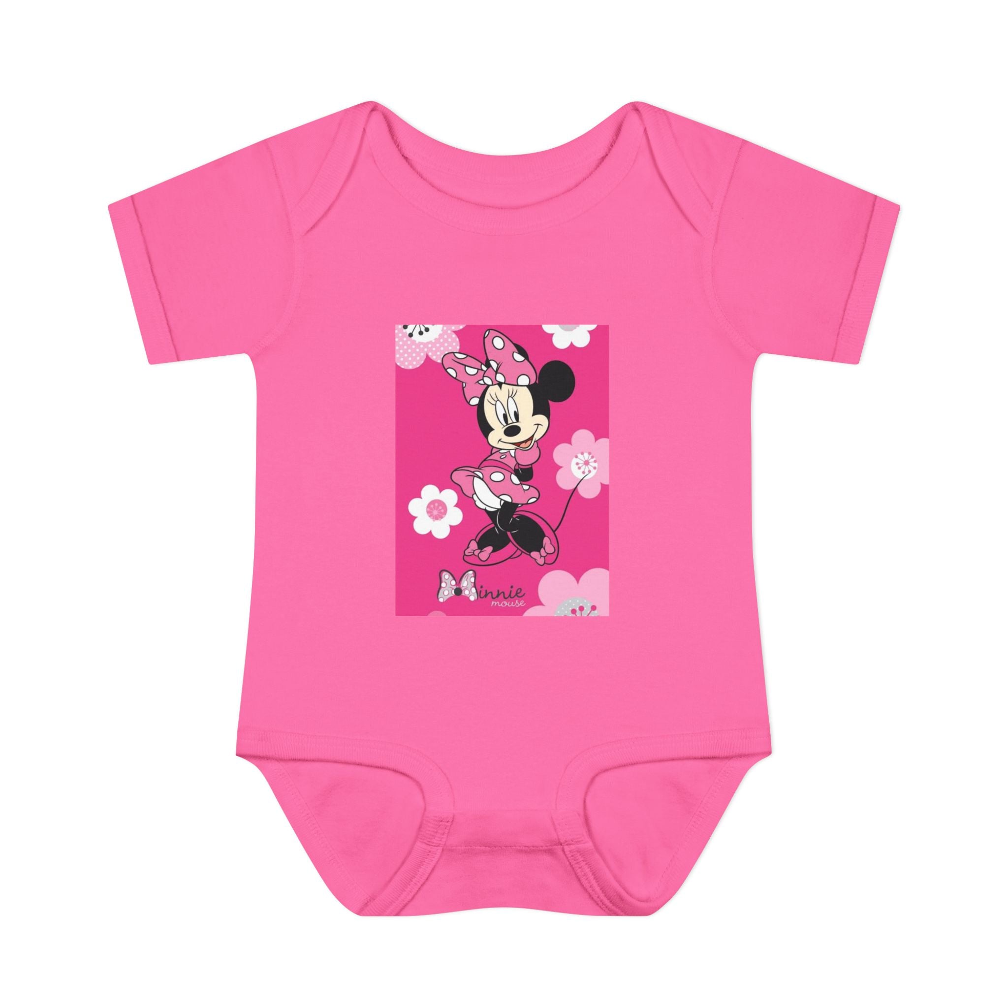 Minnie Mouse Pink Floral Infant Bodysuit