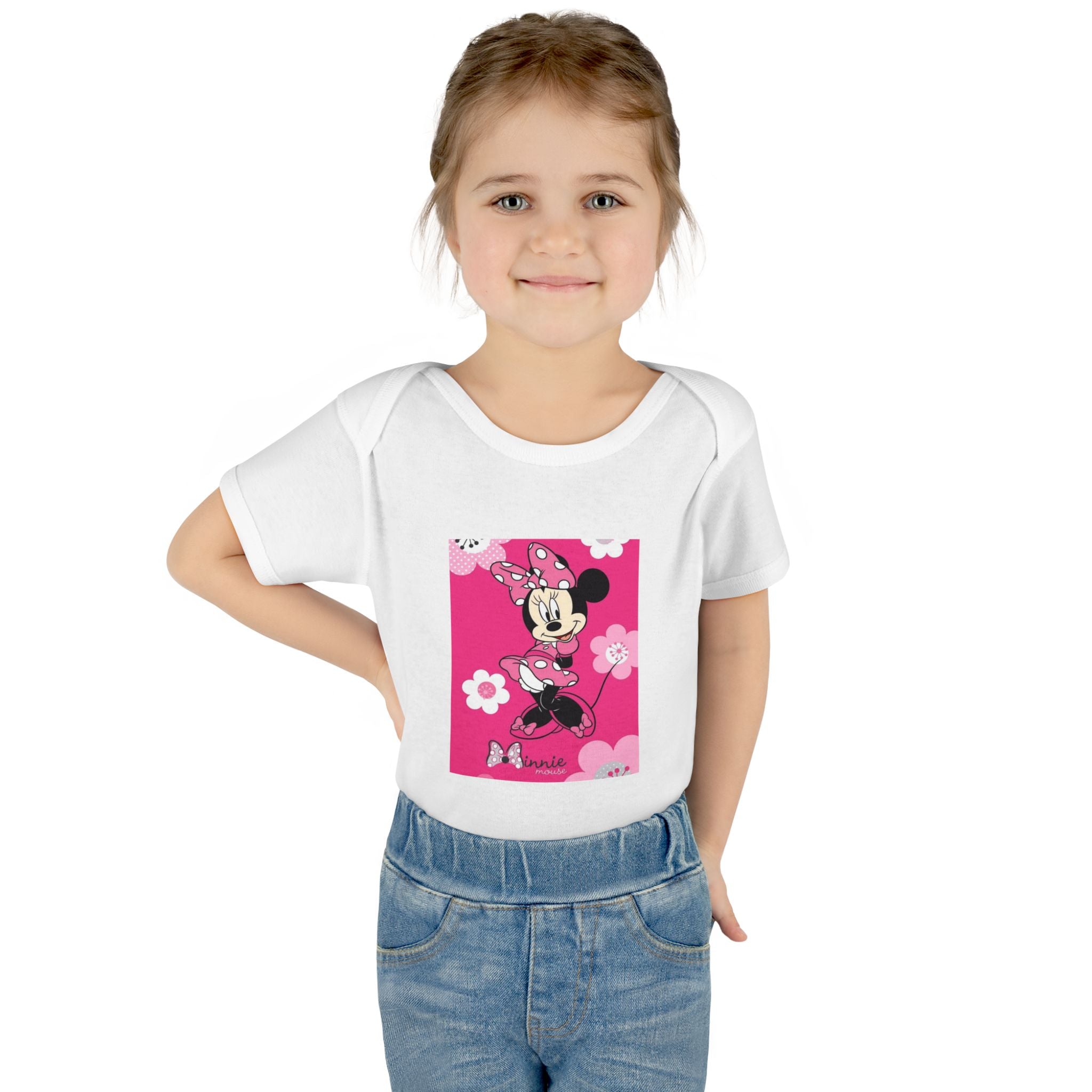 Minnie Mouse Pink Floral Infant Bodysuit